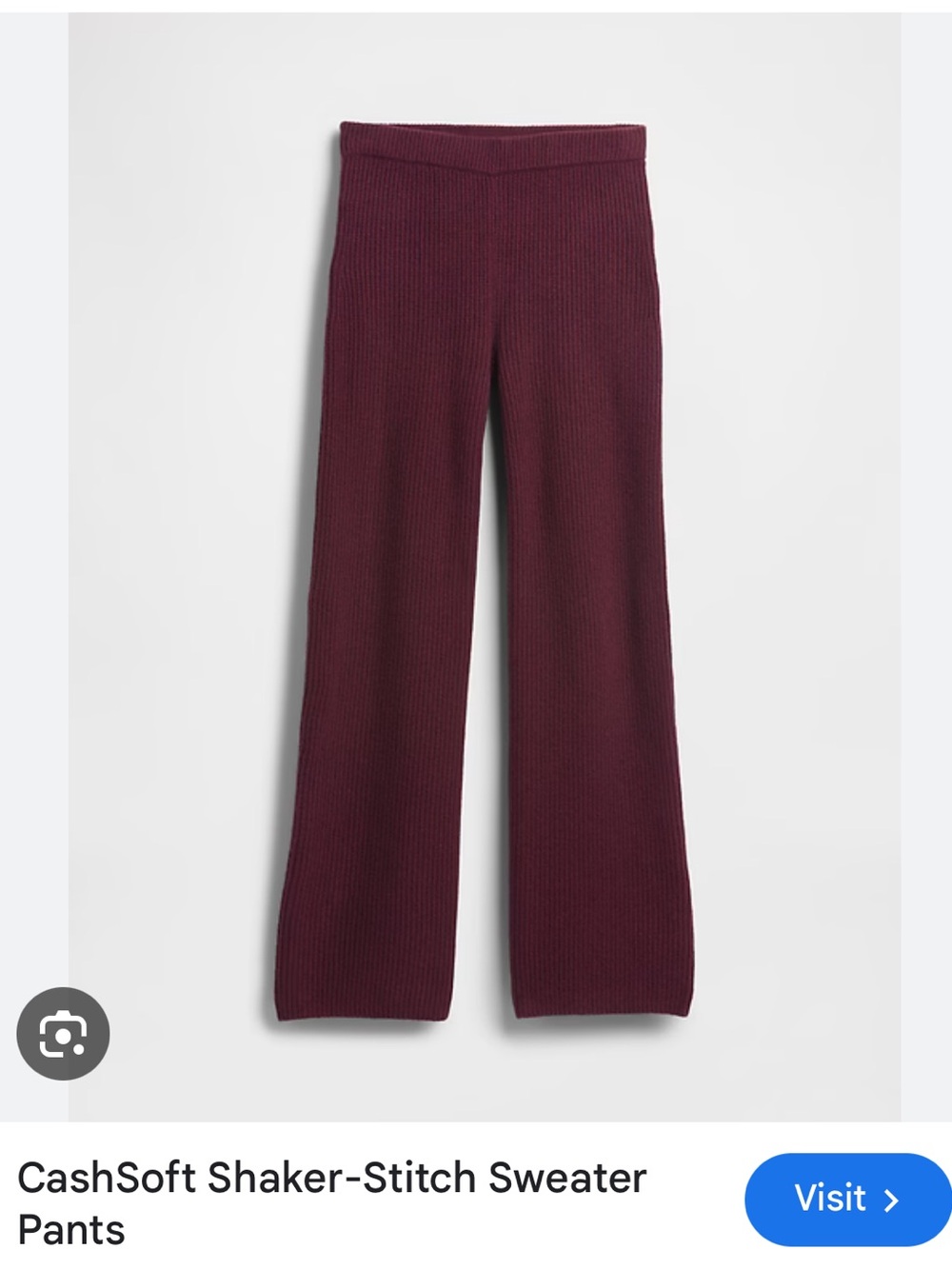 Gap CashSoft Shaker-Stitch Sweater Pants - Burgundy NWT